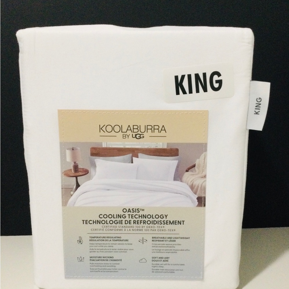 Koolaburra by UGG King White Cooling Technology Sheet Set NEW